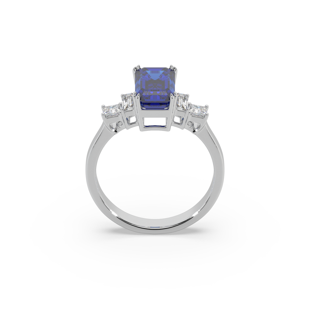 Devastating 925 Silver And Diamond And Blue Sapphire Studded Ladies Ring For Her