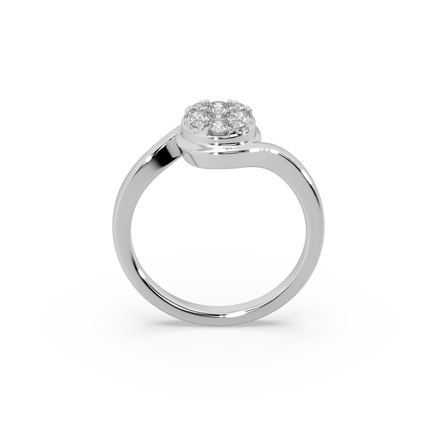 Captivating 925 Silver And Round Diamond Studded Ladies Ring For Her