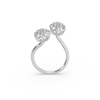 Exclusive Twin Piece 925 Silver And Round Diamond Studded Ladies Ring For Her