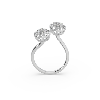 Exclusive Twin Piece 925 Silver Moissanite Studded Ladies Ring For Her