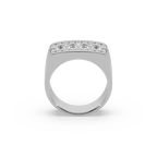 Impressive 3 Line 925 Silver And Round Diamond Studded Gents Ring For Him