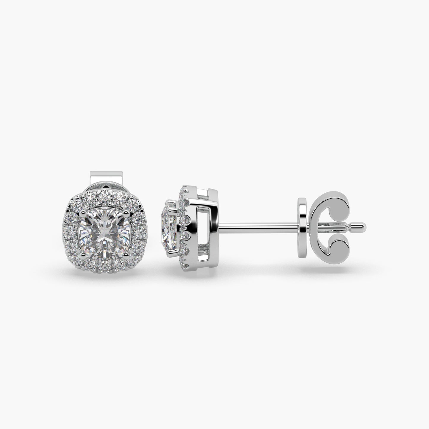 Guru Jewel's Cushion Shaped Fancy Diamond Studded Captivating Silver Earrings For Her