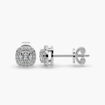 Guru Jewel's Cushion Shaped Fancy Diamond Studded Captivating Silver Earrings For Her