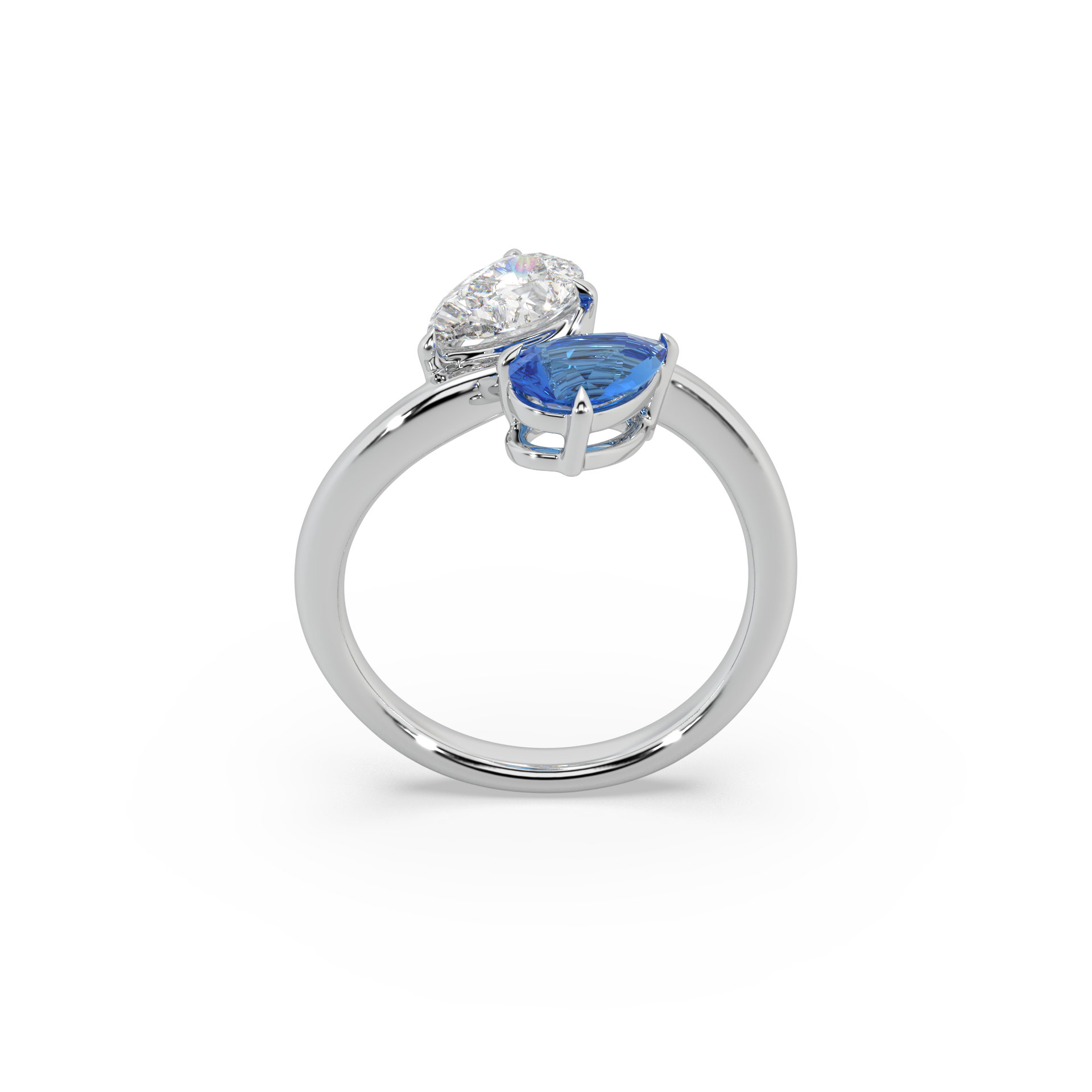 Attractive 925 Silver And Pears Shape Fancy Diamond Ladies Ring For Her