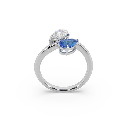 Attractive 925 Silver And Pears Shape Fancy Diamond Ladies Ring For Her