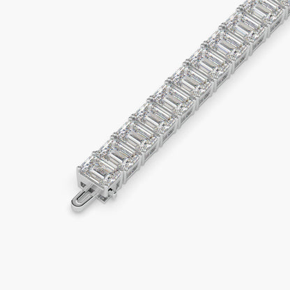 Guru Jewel's Alluring Emerald Diamond Studded Silver Tennis Bracelet