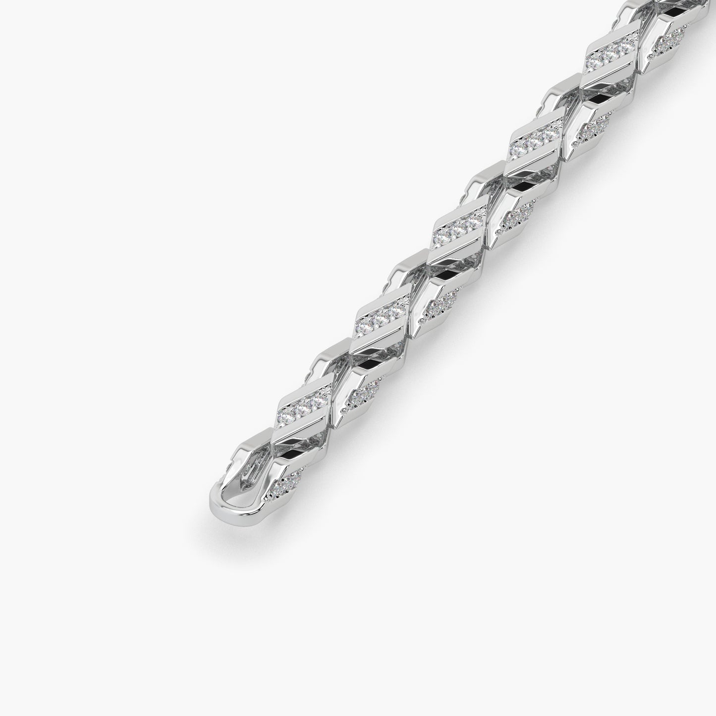 Guru Jewel's Exclusive Round Diamond Studded Tennis Silver Bracelet
