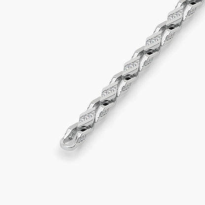 Guru Jewel's Exclusive Round Diamond Studded Tennis Silver Bracelet