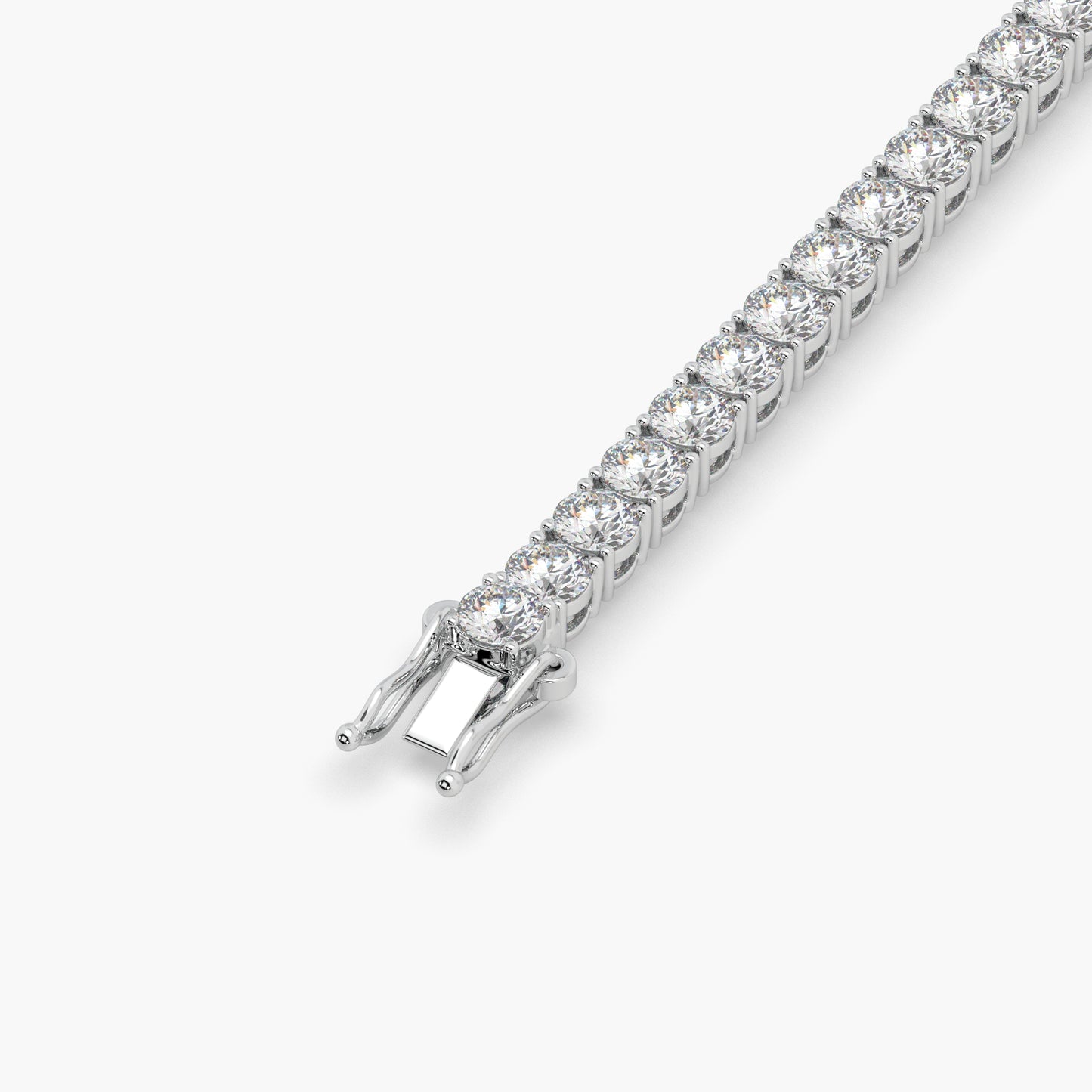 Guru Jewel's Glamorous 4.00 MM Round Solitaire Diamond Studded Silver Tennis Bracelet