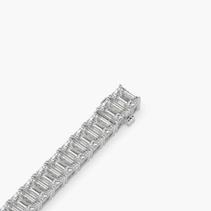 Guru Jewel's Alluring Emerald Diamond Studded Silver Tennis Bracelet