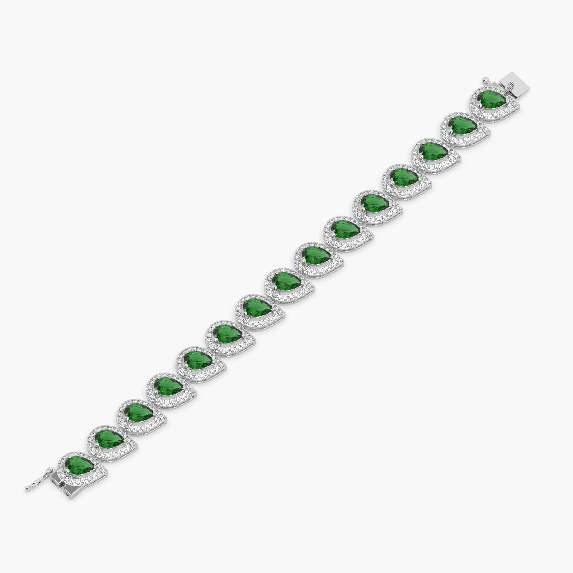 Guru Jewel's Round And Fancy Pear Diamond Studded Fascinating Silver Bracelet For Her