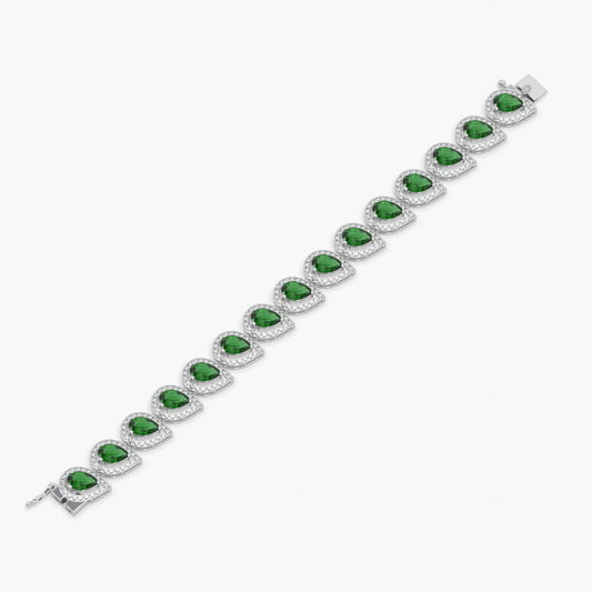 Guru Jewel's Round And Fancy Pear Moissanite Studded Fascinating Silver Bracelet For Her