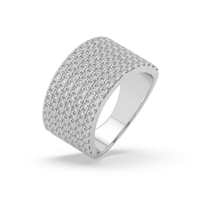 Guru Jewel's Round Diamond Studded Fascinating Silver Ring For Her