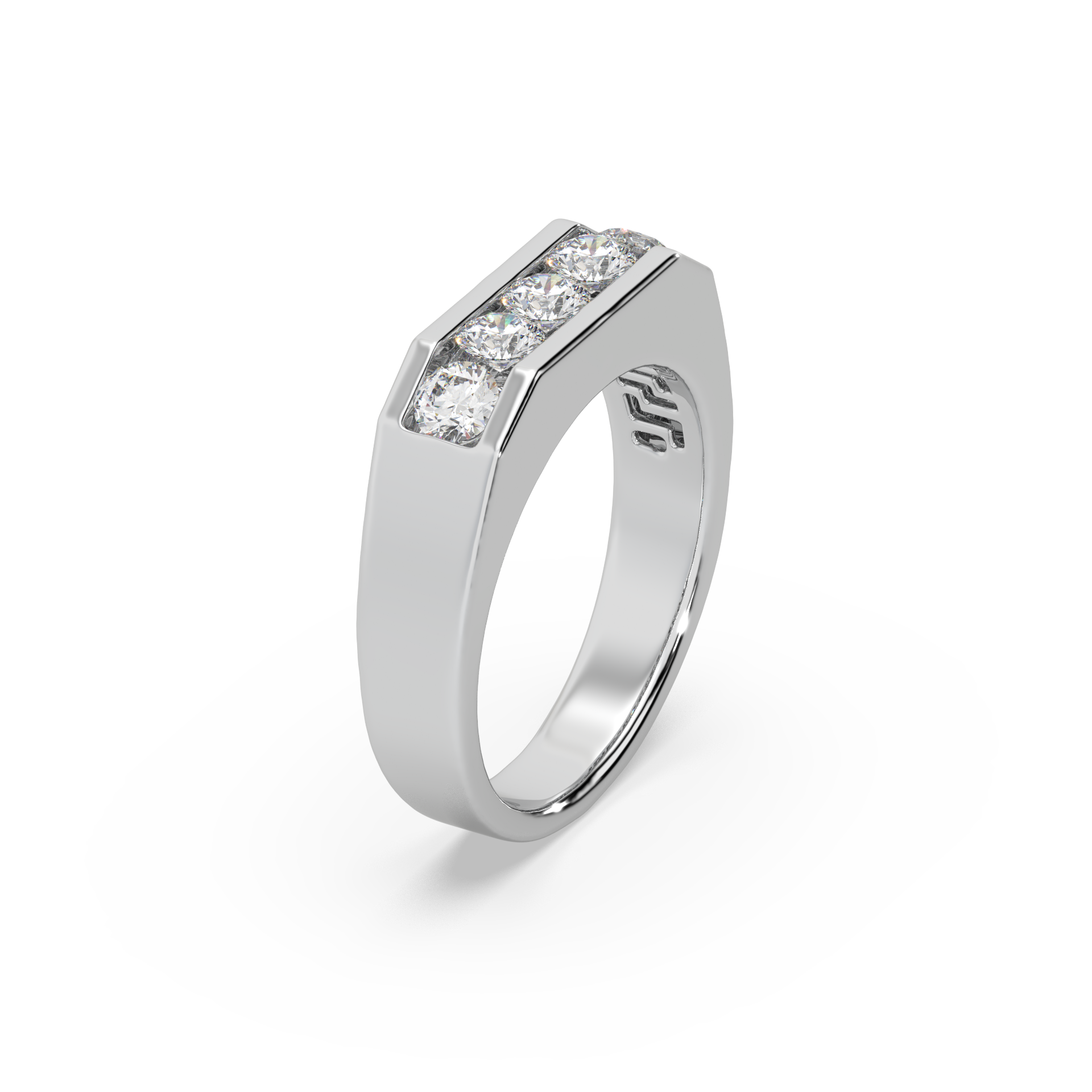 3.8mm Round Channel Round Diamond Gents Ring For Him