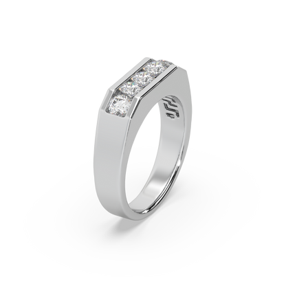 Guru Jewel's Round Round Diamond Studded Gents Silver Ring For Him