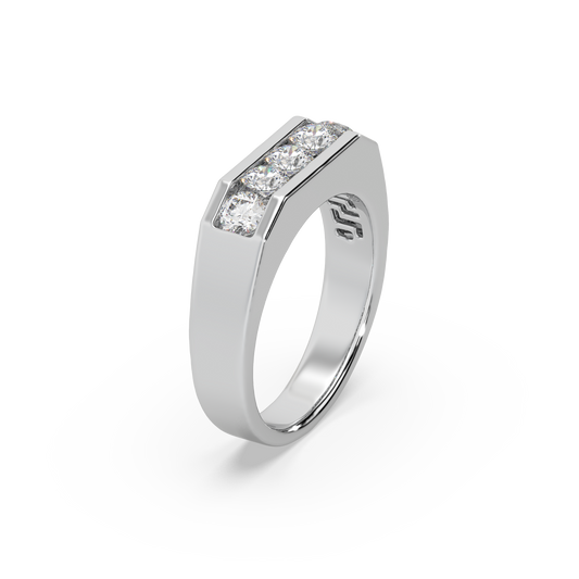 Guru Jewel's Round Round Diamond Studded Gents Silver Ring For Him
