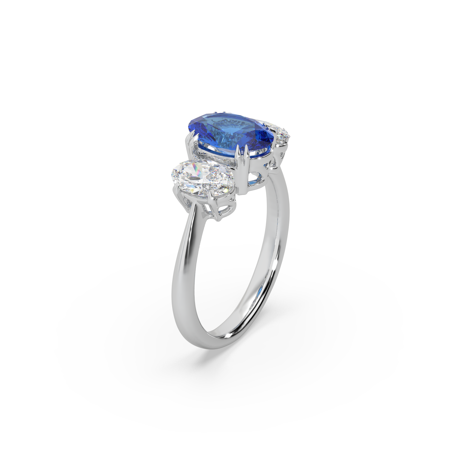 Exclusive Oval Shape Stone 925 Silver And Fancy Diamond Studded Ladies Ring For Her