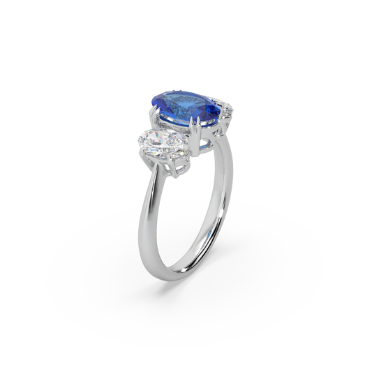 Exclusive Oval Shape Stone 925 Silver Moissanite Studded Ladies Ring For Her