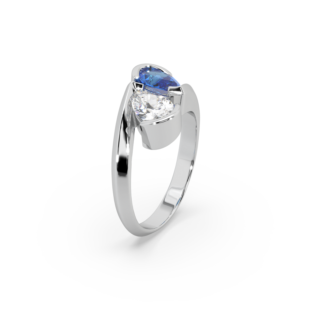 Classic Pear Cut 0.80 CT And Stone 925 Silver And Fancy Diamond Studded Ladies Ring For Her