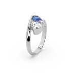 Classic Pear Cut 0.80 CT And Stone 925 Silver And Fancy Diamond Studded Ladies Ring For Her