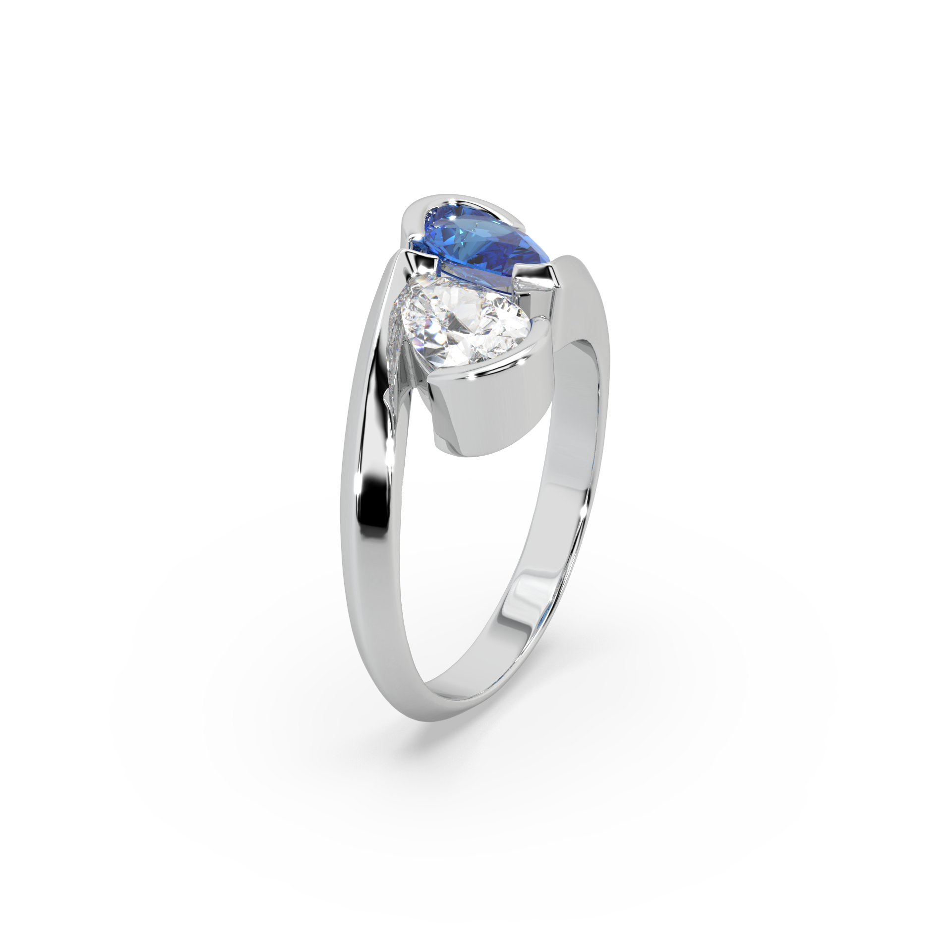 Classic Pear Cut 0.80 CT And Stone 925 Silver And Fancy Diamond Studded Ladies Ring For Her