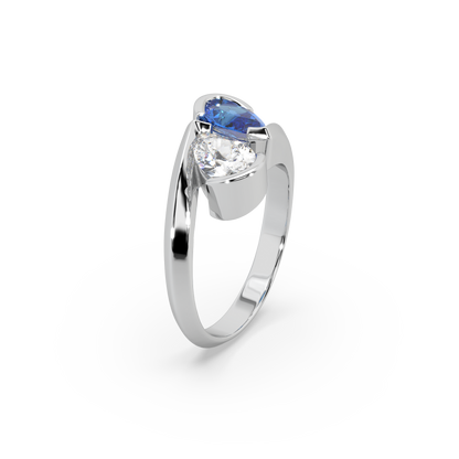 Classic Pear Cut 0.80 CT And Stone 925 Silver And Fancy Diamond Studded Ladies Ring For Her