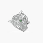 Guru Jewel's Exclusive Panther Style Round Diamond Studded Silver Ring For Him