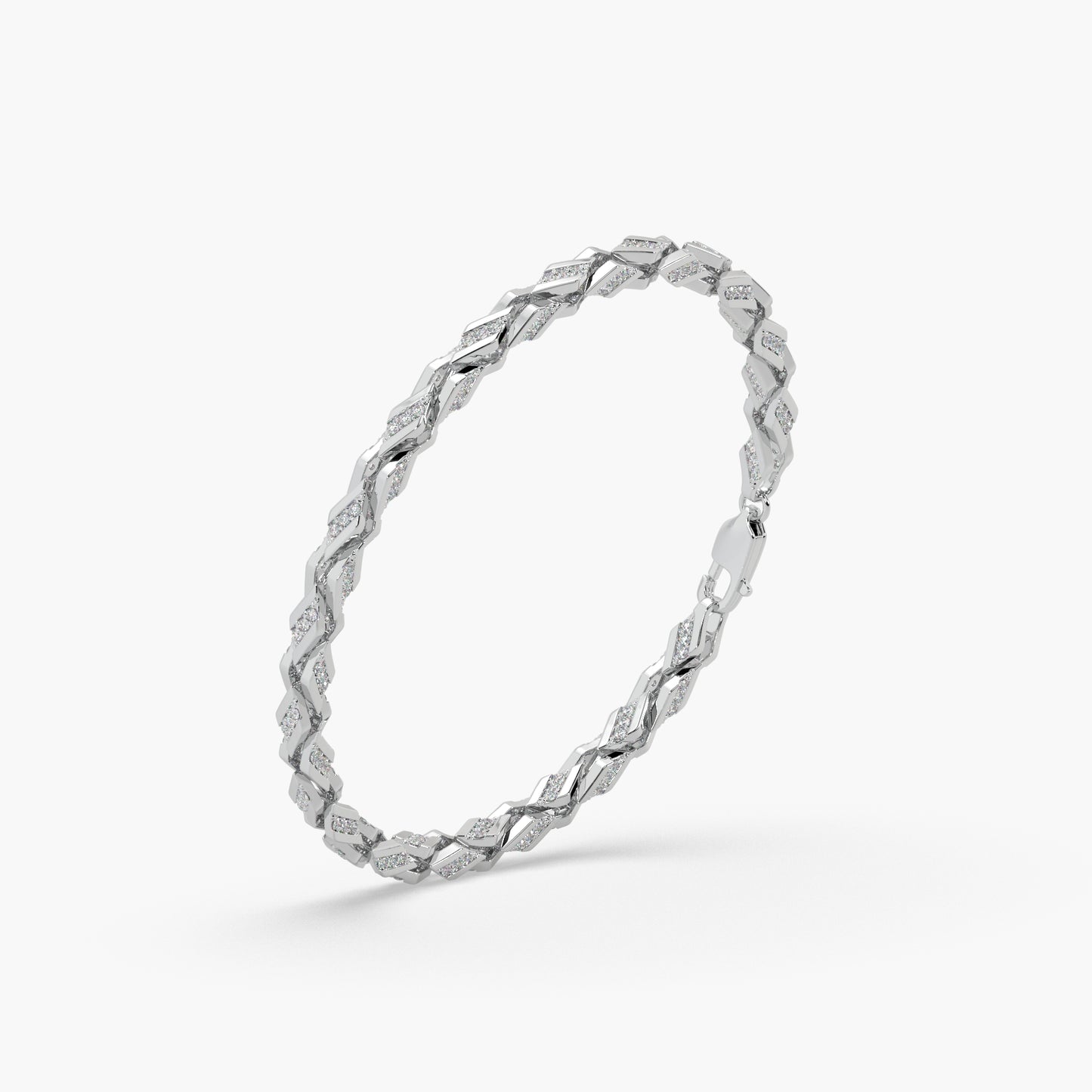 Guru Jewel's Exclusive Round Diamond Studded Tennis Silver Bracelet