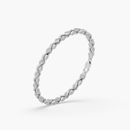 Guru Jewel's Exclusive Round Diamond Studded Tennis Silver Bracelet