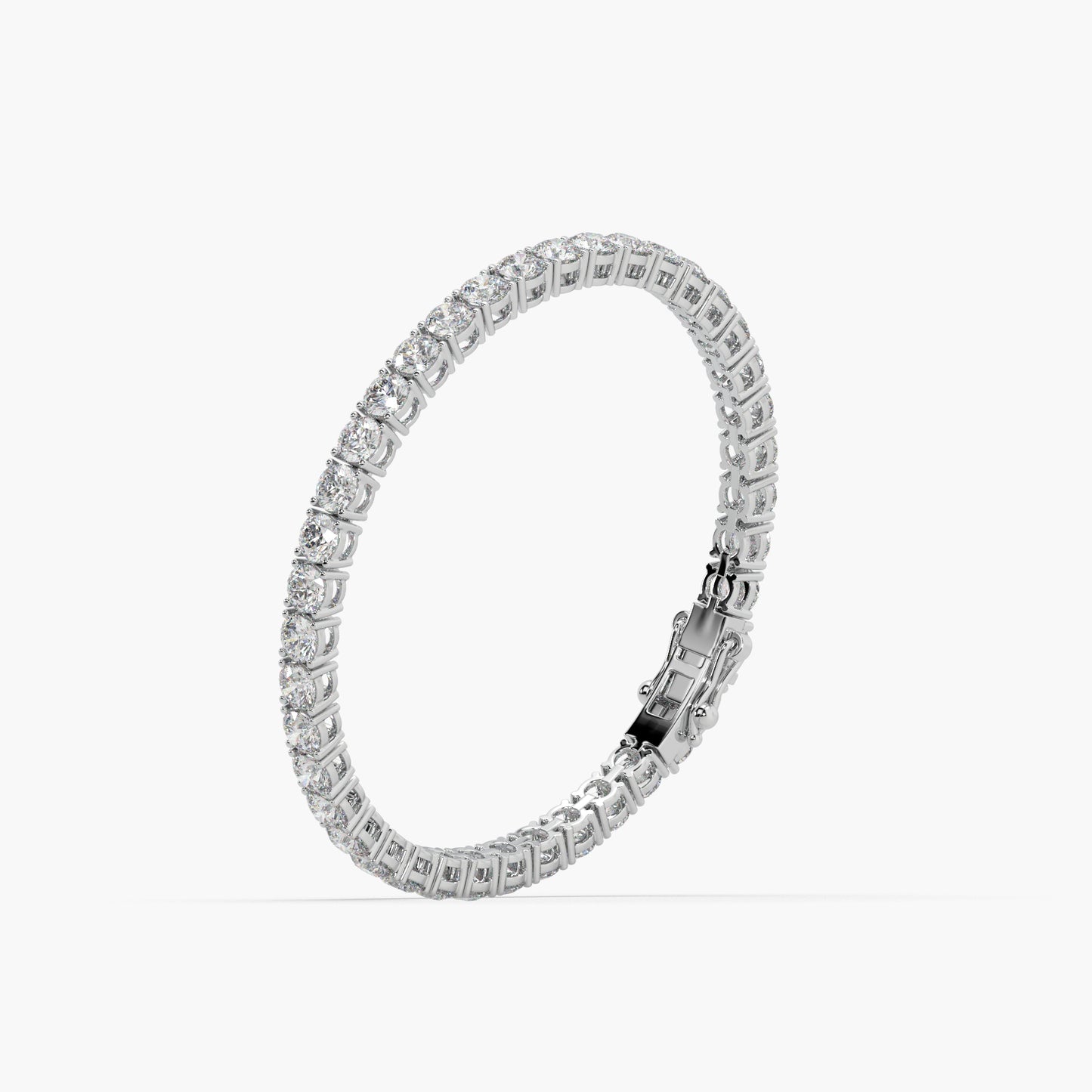 Guru Jewel's Glamorous 4.00 MM Round Solitaire Diamond Studded Silver Tennis Bracelet