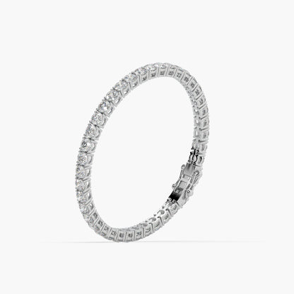 Guru Jewel's Glamorous 4.00 MM Round Solitaire Diamond Studded Silver Tennis Bracelet