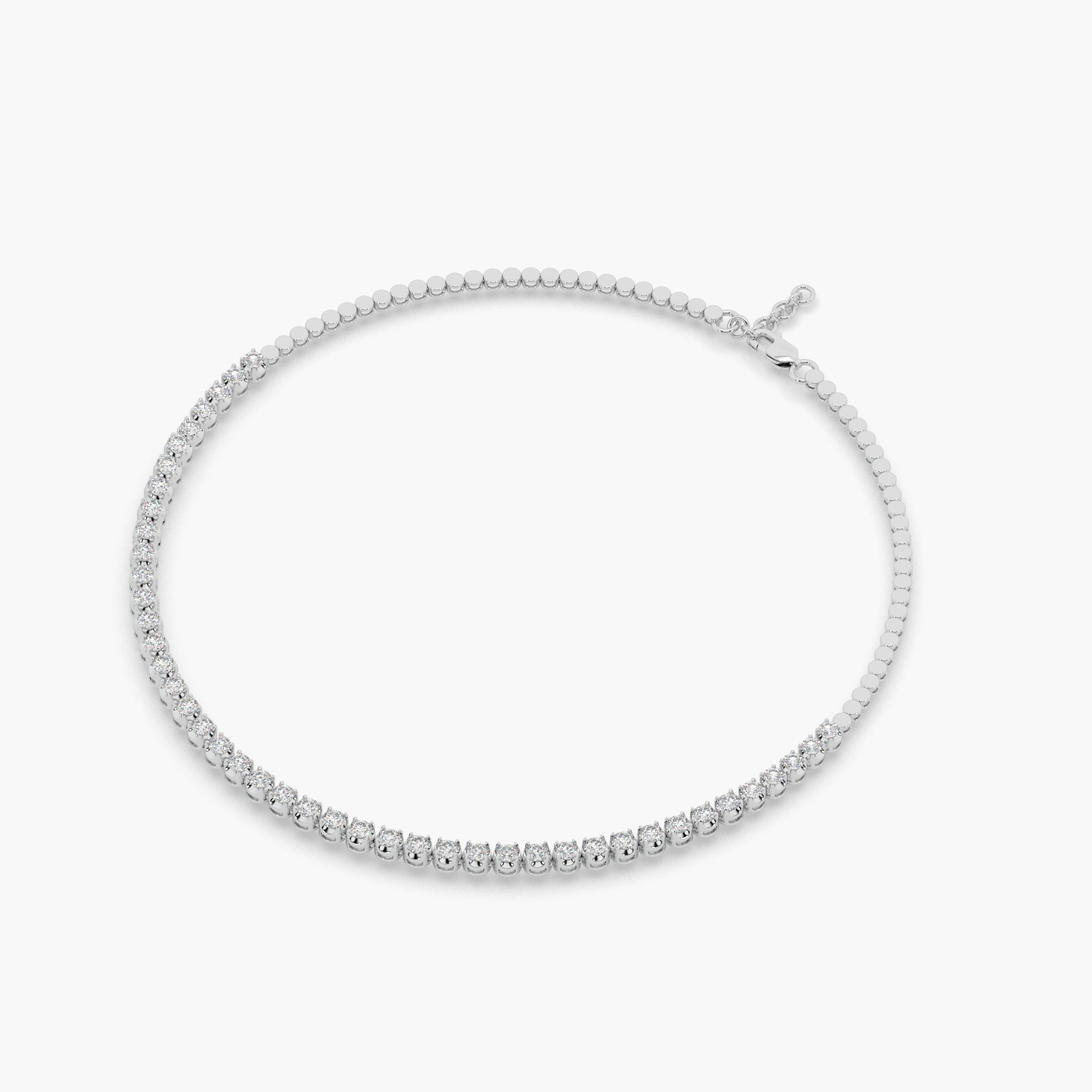 Guru Jewel's Round Solitaire Diamond Studded Fascinating Silver String Necklace For Her