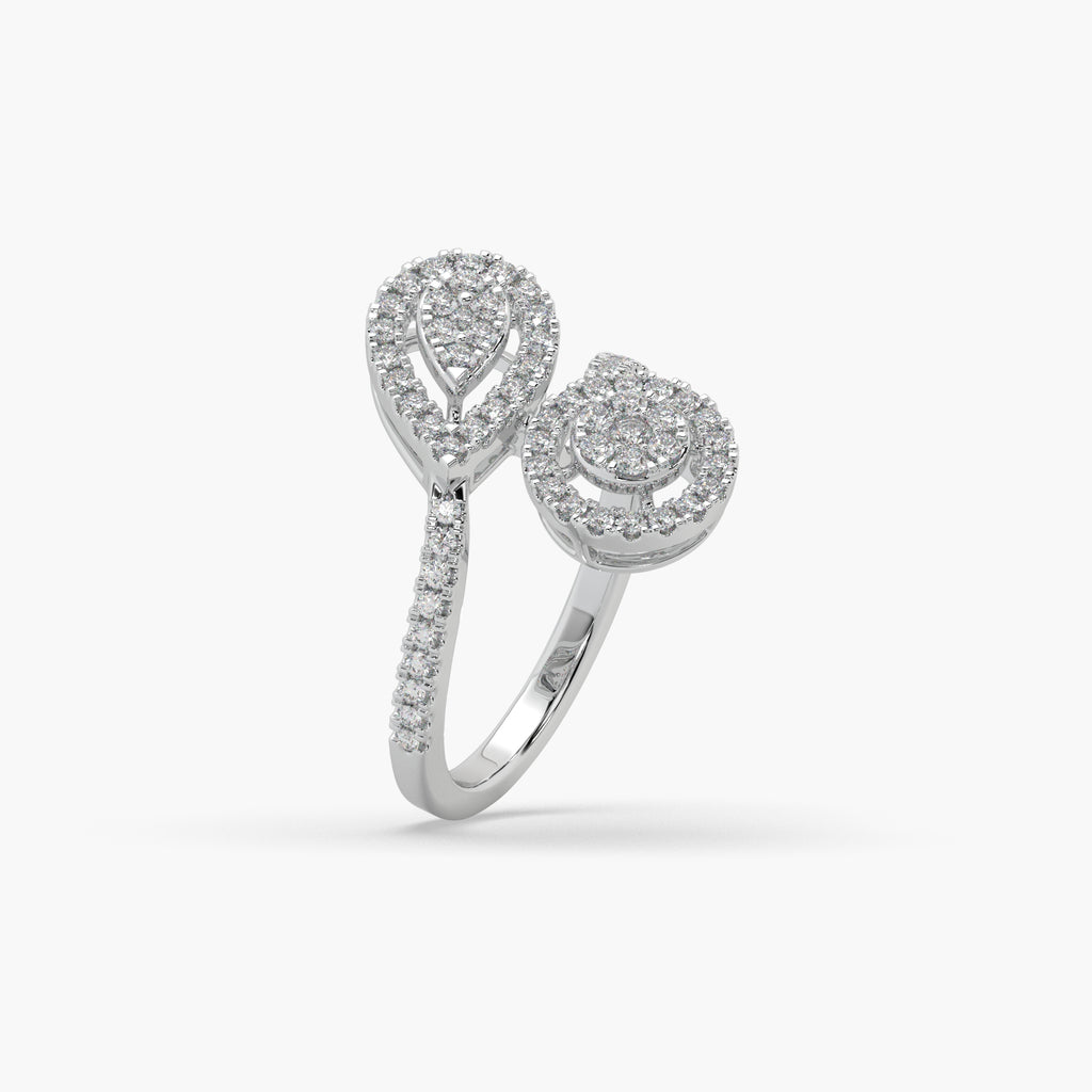 Guru Jewel's Round Diamond Studded Elegant Silver Ring For Her