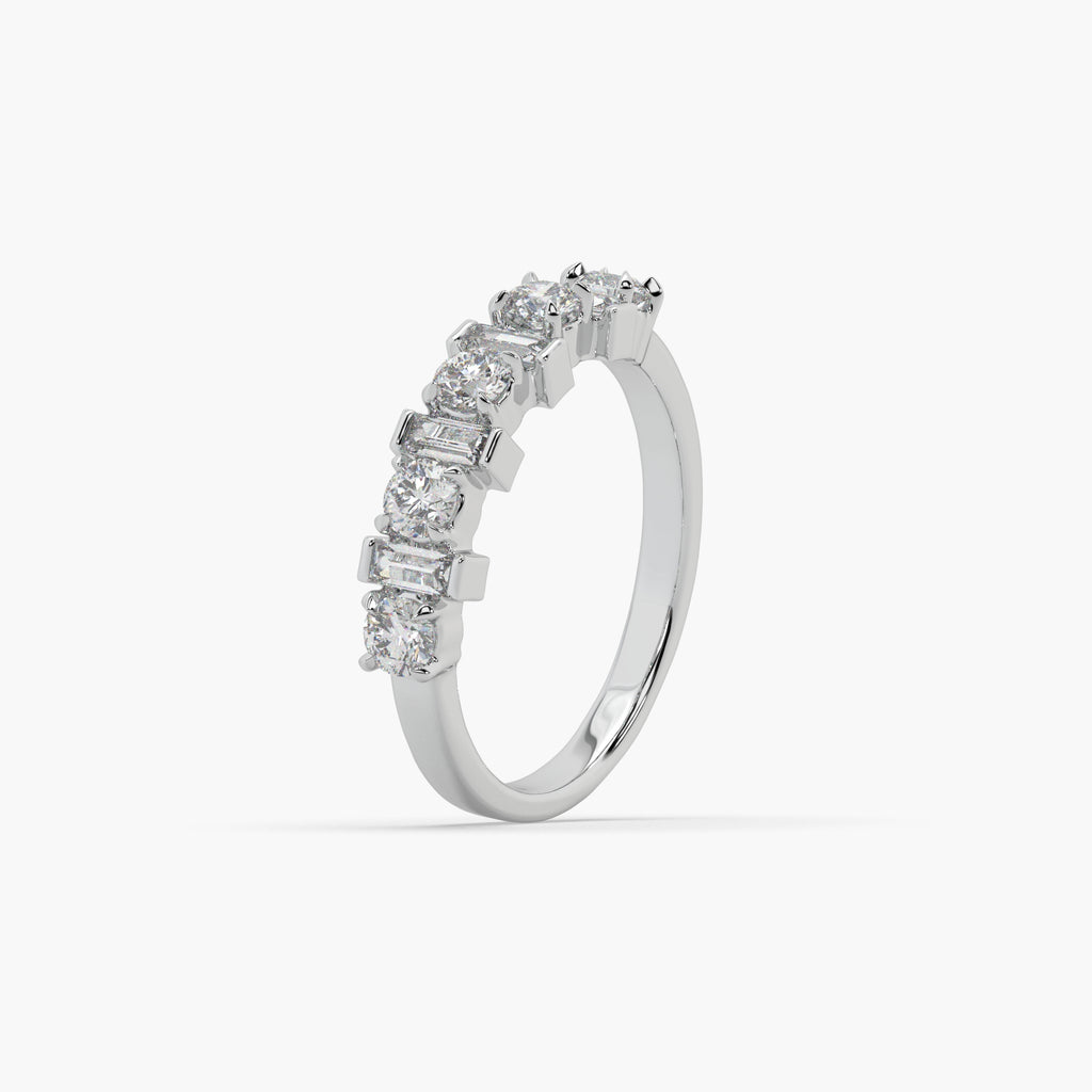 Guru Jewel's Bugget And Round Studded Silver Band Ring For Her