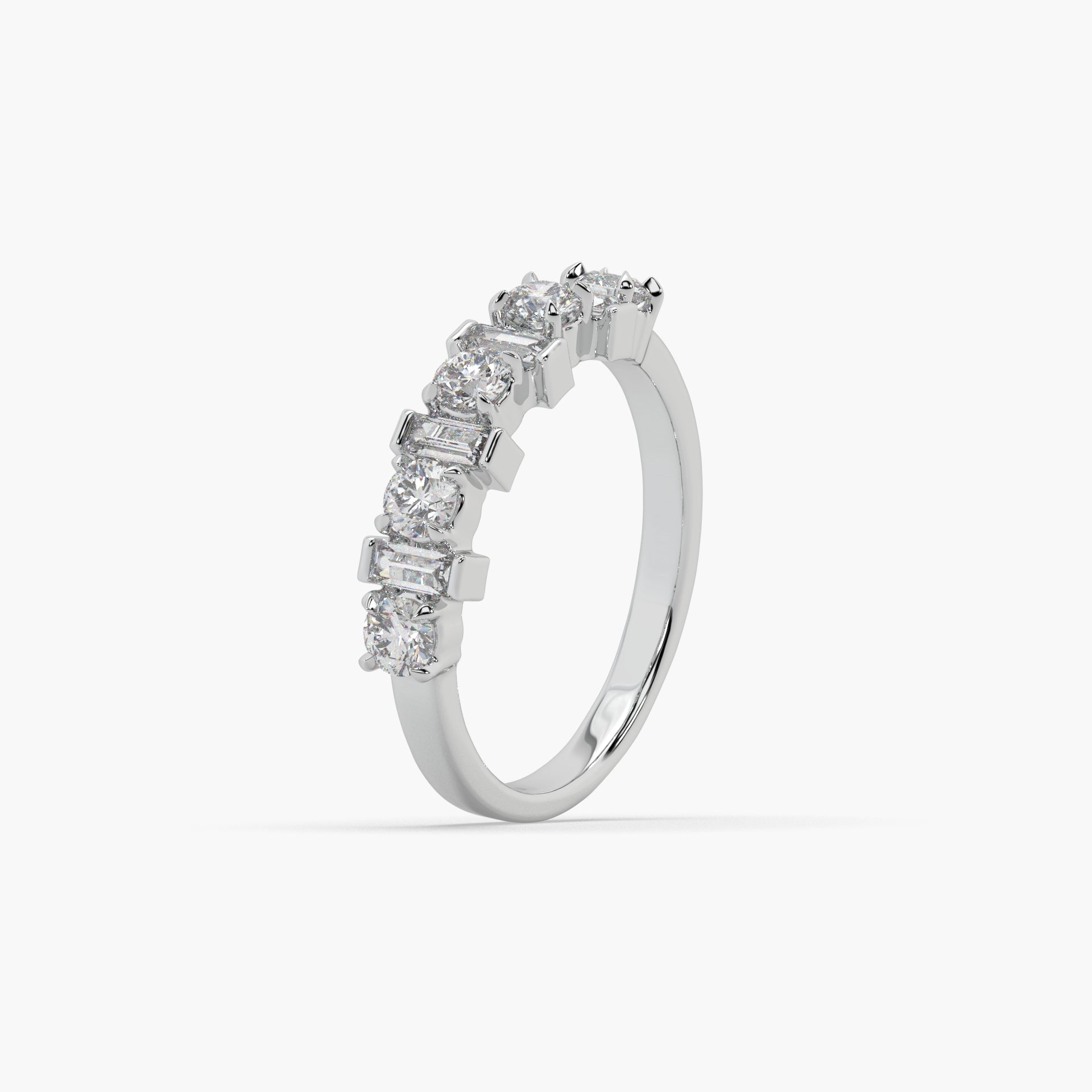 Guru Jewel's Bugget And Round Studded Silver Band Ring For Her