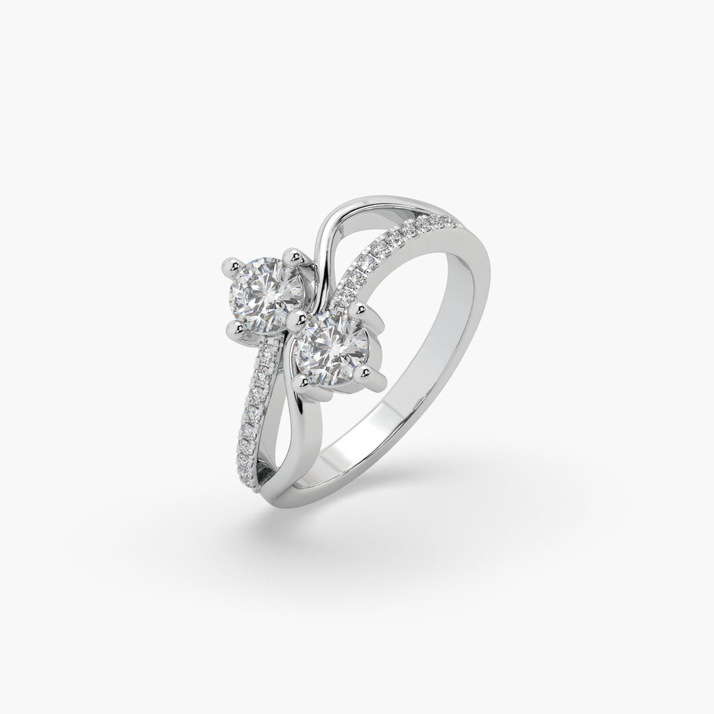 Guru Jewel's Round Diamond Studded Captivating Silver Ring For Her