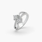 Guru Jewel's Round Diamond Studded Captivating Silver Ring For Her