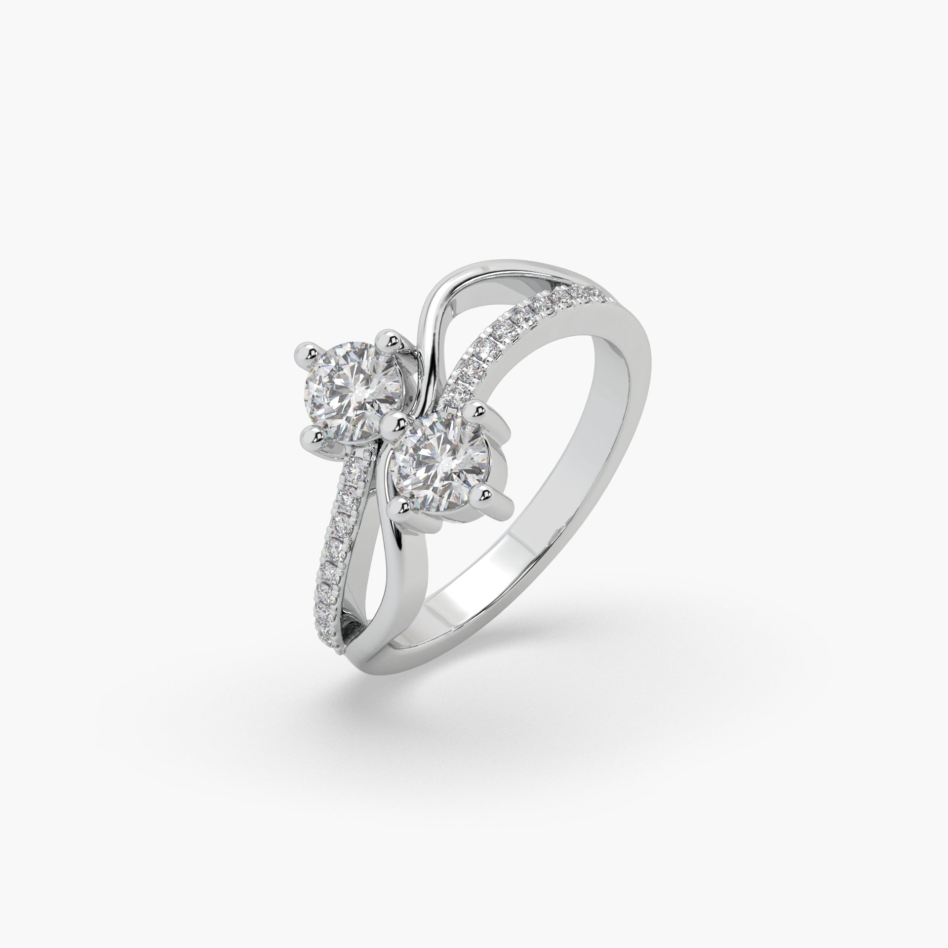 Guru Jewel's Round Diamond Studded Captivating Silver Ring For Her