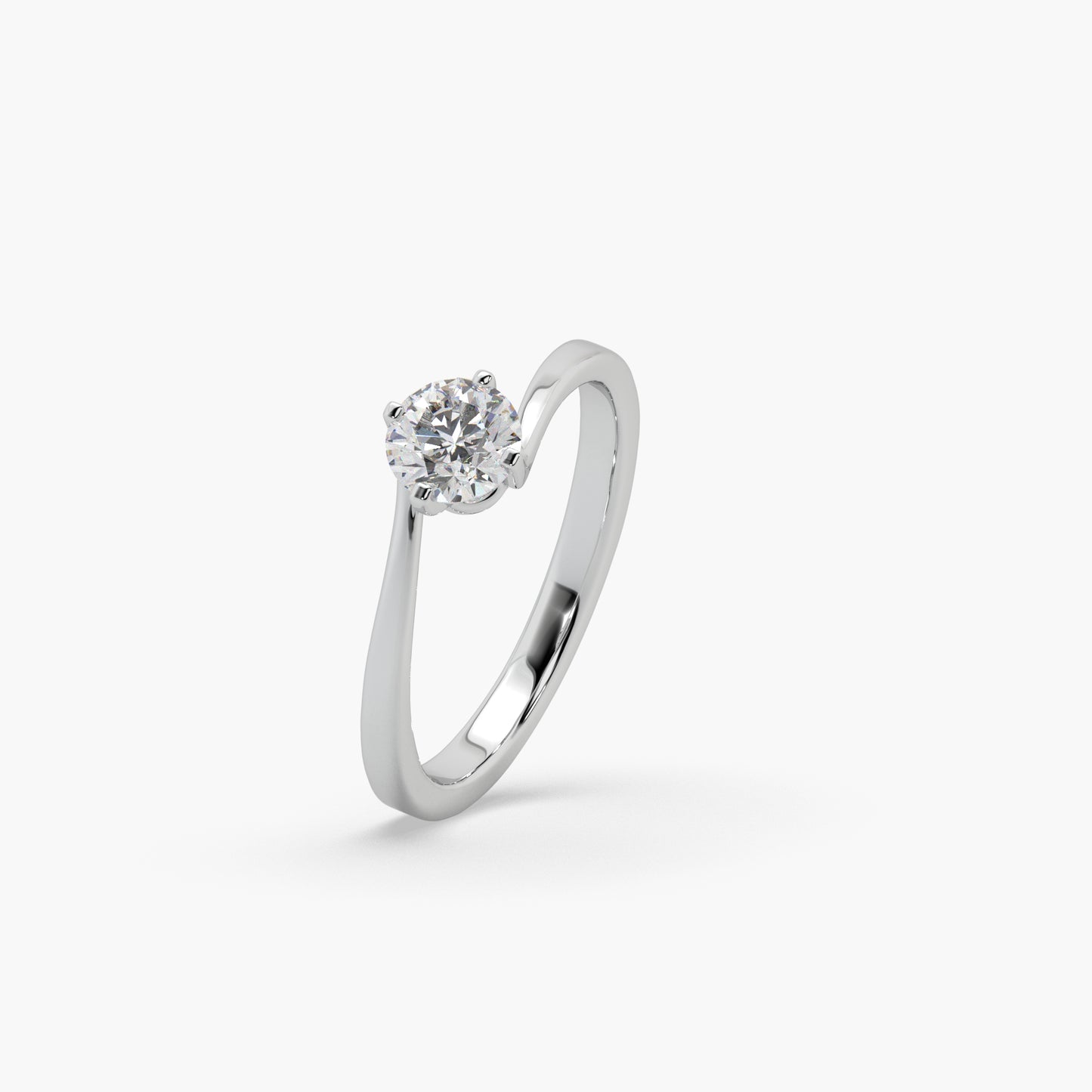 Guru Jewel's Round Solitaire Studded Engagement Silver Ring For Her