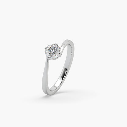 Guru Jewel's Round Solitaire Studded Engagement Silver Ring For Her