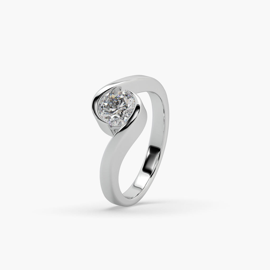 Guru Jewel's Round Solitaire Studded Exclusive Silver Ring For Her