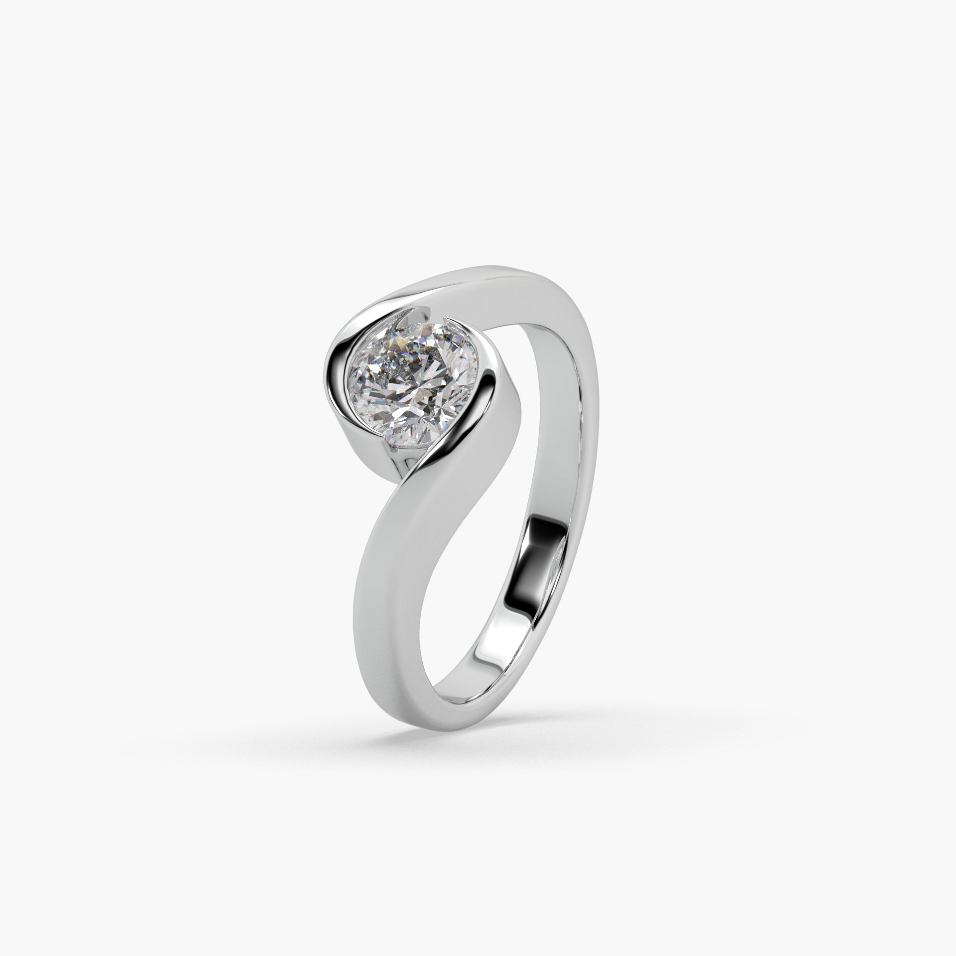 Guru Jewel's Round Solitaire Studded Exclusive Silver Ring For Her