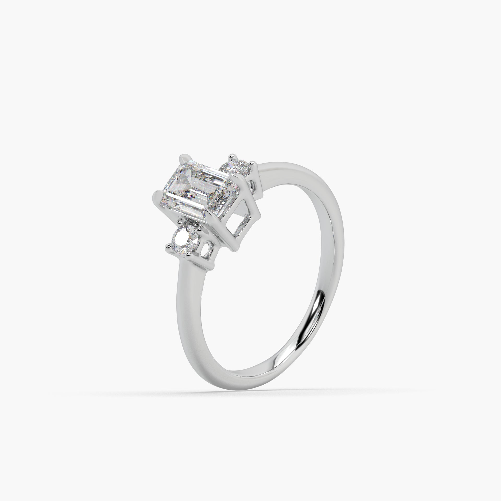 Guru Jewel's Emerald And Round Diamond Studded Impressive Silver Ring For Her