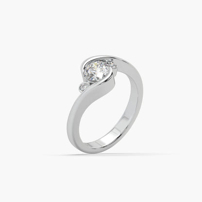 Guru Jewel's Fascinating Round Diamond Studded Silver Ring For Her
