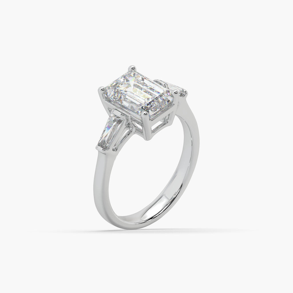Guru Jewel's Fancy Shaped Emerald And Bugget Diamond Studded Silver Ring For Her