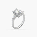 Guru Jewel's Fancy Shaped Emerald And Bugget Diamond Studded Silver Ring For Her