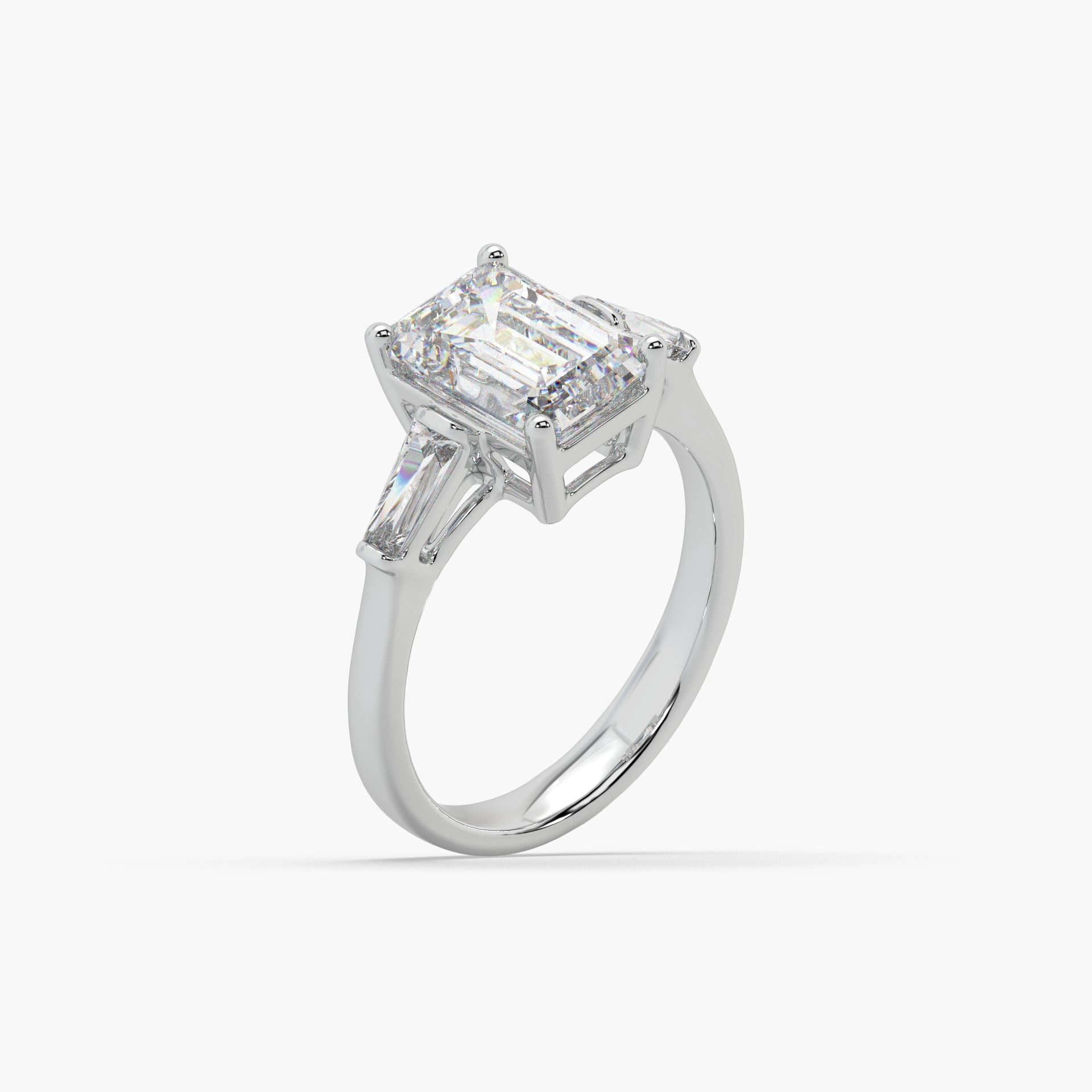 Guru Jewel's Fancy Shaped Emerald And Bugget Diamond Studded Silver Ring For Her
