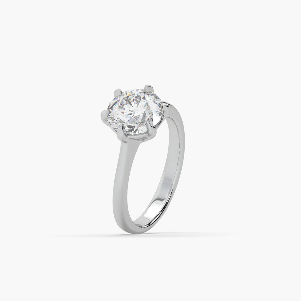 Guru Jewel's Round Solitaire Diamond Studded Exclusive Engagement Silver Sing For Her