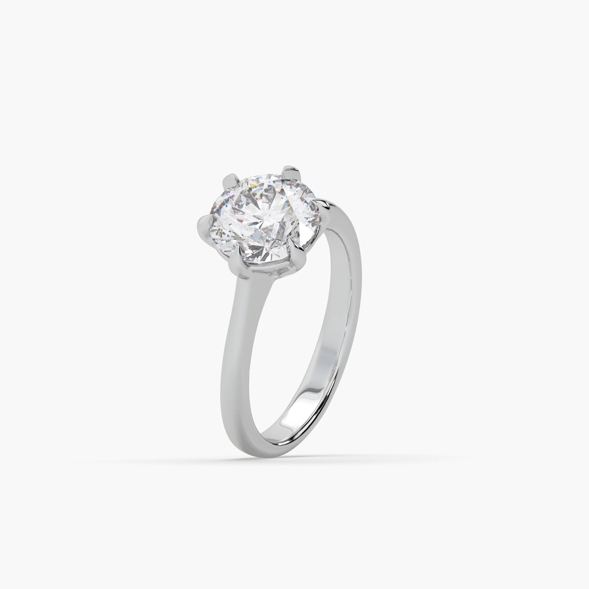 Guru Jewel's Round Solitaire Diamond Studded Exclusive Engagement Silver Sing For Her