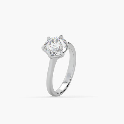 Guru Jewel's Round Solitaire Diamond Studded Exclusive Engagement Silver Ring For Her